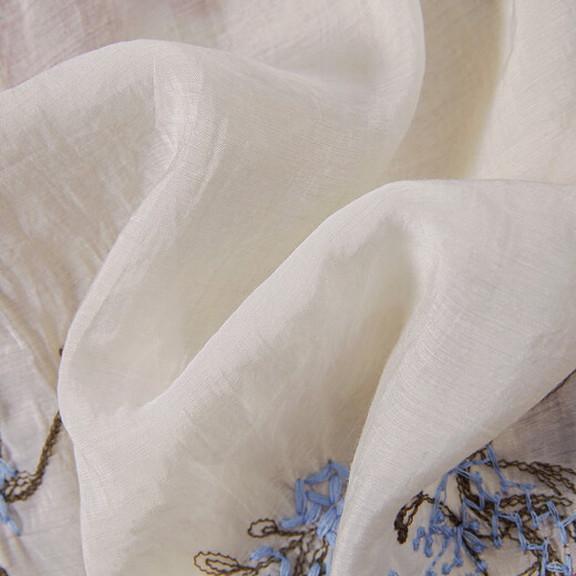 Shechi short shirt 2026 spring new women's fashion contrasting color embroidery loose round neck long-sleeved shirt apricot M