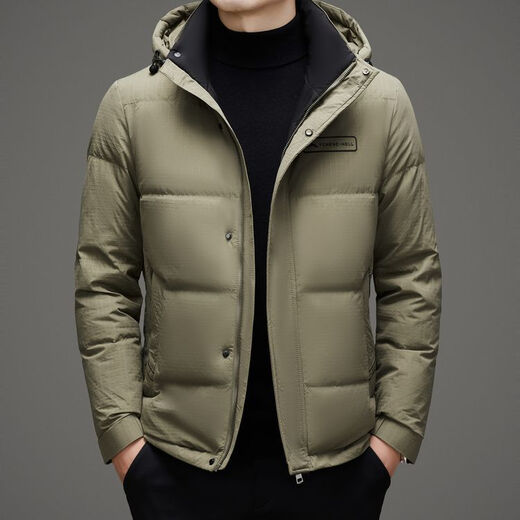 海澜之家（HLA）冬季中老年羽绒服男士加厚中长款中年爸爸派克老人冬装夹克外套潮 卡其色 3XL 190
