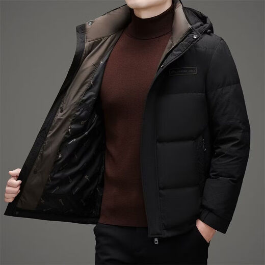 海澜之家（HLA）冬季中老年羽绒服男士加厚中长款中年爸爸派克老人冬装夹克外套潮 卡其色 3XL 190