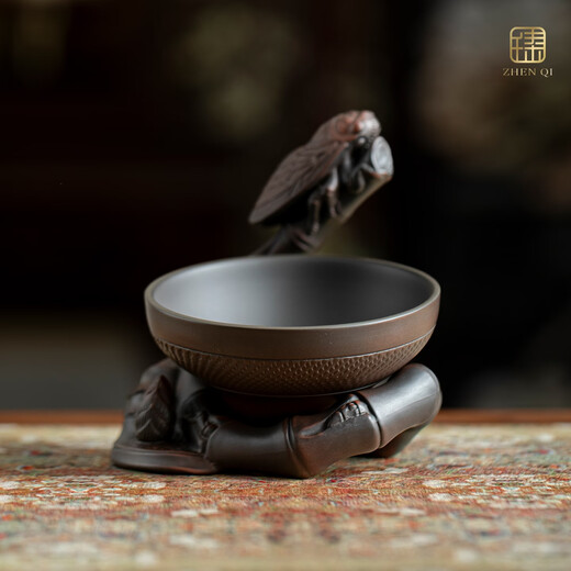 Zhenqi Bamboo Chang Qingyun Purple Pottery Tea Filter Set Creative Ceramic Tea Strainer Set Retro Zen All-Porcelain Tea Filter Set Purple Pottery | Bamboo Zen Qingyun | Tea Filter Set Simple Pack