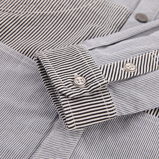 HAZZYS children's clothing boys' shirts 2026 spring new woven thin denim casual long-sleeved tops blue and white stripes 165