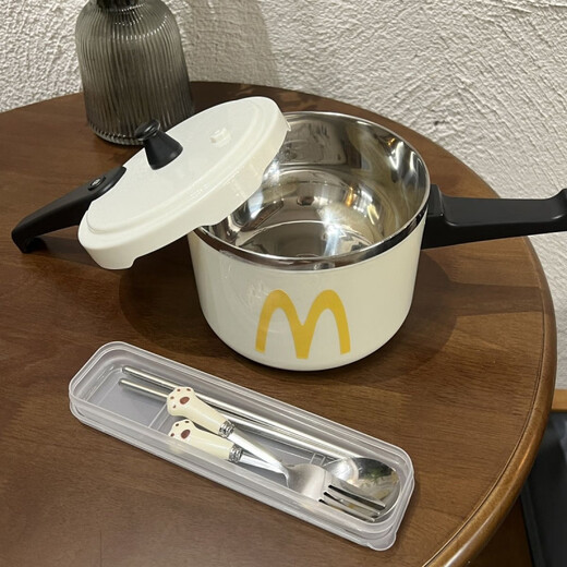 He Jiagong's new Sheniu pressure cooker type 304 stainless steel instant noodle bowl with lid for student dormitory, high-looking rice bowl, large capacity, bowl + lid + m sticker, large size 1600 304 food grade stainless steel liner