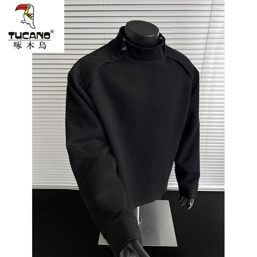 Woodpecker (TUCANO) Clean Fit Gray Spliced Stand Collar Sweatshirt Men's Spring New Men's Fashion High Street Design Thick Top Gray XL