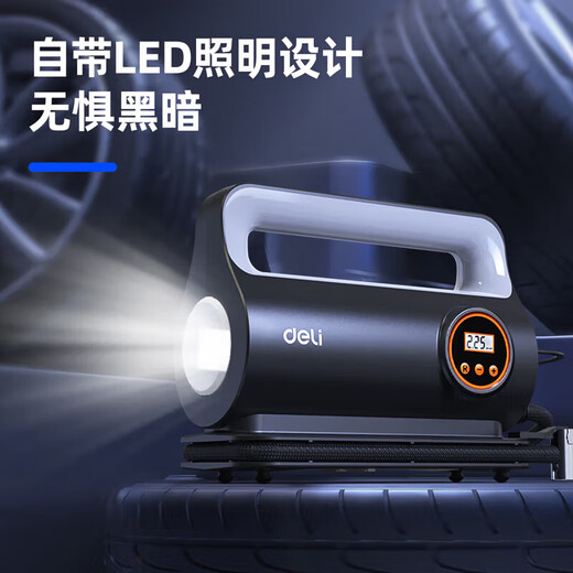 Deli Digital Display Preset Car Air Pump Inflator Automatic Charging and Stop Car Bicycle Ball Inflator Digital Display Preset Tire Pressure + Free 220V Converter