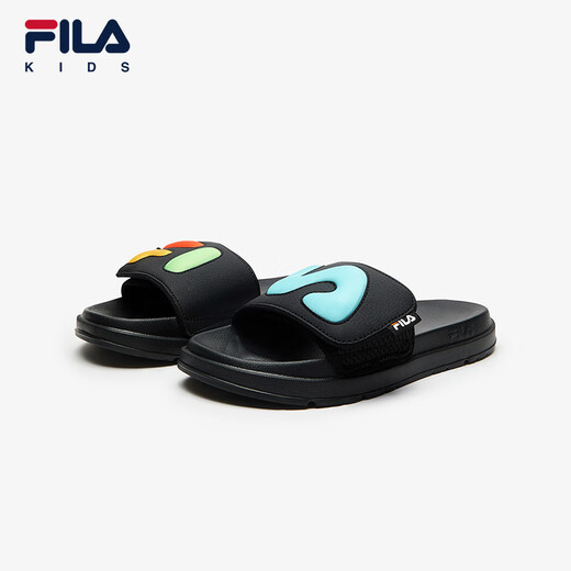 FILA children's shoes sandals 2026 summer men's and large children's non-slip slippers beach shoes black/radiant blue-BB 37 inner length 23.0cm