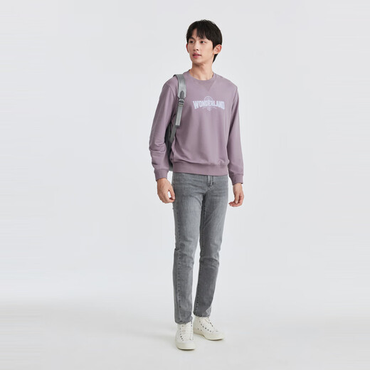 JOEONE Shopping mall same style sweatshirt men's 26 spring new antibacterial fabric free park top standard version + cold mist purple + DH1610243 S 165/88A (46)