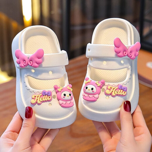 Time Season Children's Shoes Girls Children's Mary Jane Crocs Women's Cute Sweet Princess Shoes Children's Sandals Children's Slippers Women White 35-36 Sizes