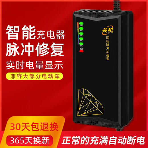 Automatic power-off and shutdown electric two- and three-wheeler universal battery charger 48V12AH60V20A72V32A45a flagship automatic shutdown pulse 96V20A universal T hole