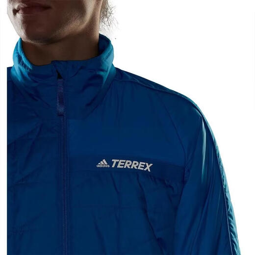 Adidas Men's Outdoor Jacket Warm, Windproof and Waterproof Compressible Blue High Collar Full Zipper Elastic Cuffs 26 New Shock Blue One Size | M