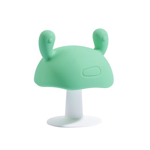 Yoshida Hisamori small mushroom teether to soothe teething baby silicone toy baby anti-eating hand artifact chewable chewable chewable mushroom teether-nano silver + storage box