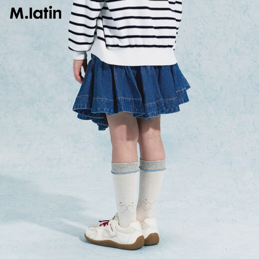 M.Latin Shopping Mall Same Style M.Latin Children's Waist Skirt 26 Spring New Style Girls Contrast Color Regular Waist Skirt Denim Blue 110