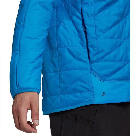 Adidas Men's Outdoor Jacket Warm, Windproof and Waterproof Compressible Blue High Collar Full Zipper Elastic Cuffs 26 New Shock Blue One Size | M