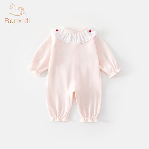 Banxidi baby clothes, spring clothes, infant jumpsuits, princess baby outing clothes, one-month-old full-moon one-year-old dress, pink 66cm