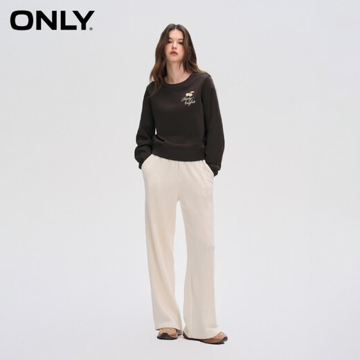 Nur modische vielseitige Buchstaben losen kurzer runder Hals Langarm Sweatshirt für Frauen 12349S033 E11 Dark Night Black After Dark S (160) 80A