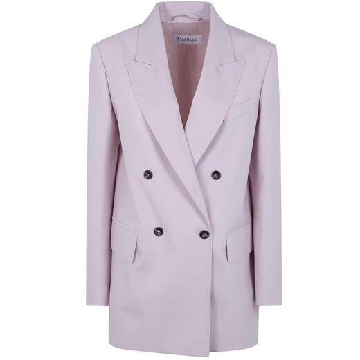 MAX MARA Women's Jacket Warm Anti-wrinkle Blended Commuting Work Jacket Simple Pink One Size |44
