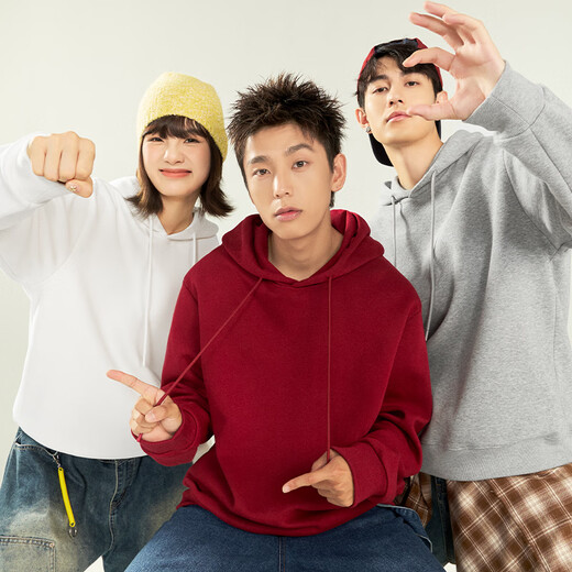 Jeanswest heavyweight ethnic style hooded sweatshirt for men and women in spring, comfortable and breathable long-sleeved jacket, handsome loose hoodie top for men, white flower gray (sports seven chest logo) M (170) (full refund for quality issues within 30 days)