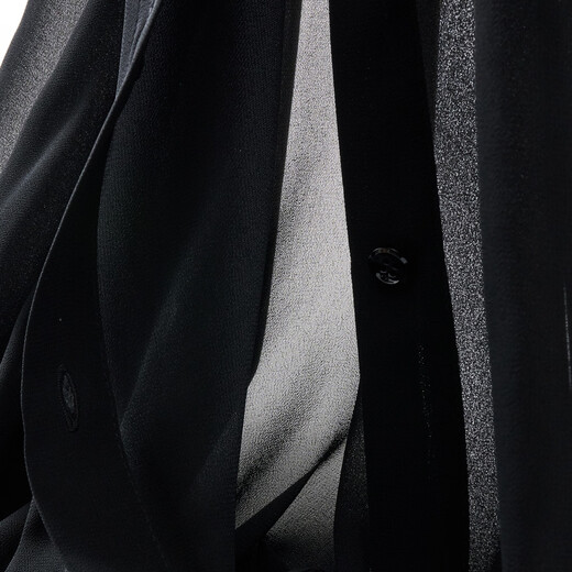 GIOVANNI VALENTINO long-sleeved casual round neck shirt for women elegant and fashionable transparent loose black jacket black S