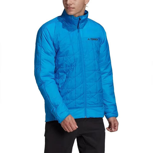 Adidas Men's Outdoor Jacket Warm, Windproof and Waterproof Compressible Blue High Collar Full Zipper Elastic Cuffs 26 New Shock Blue One Size | M