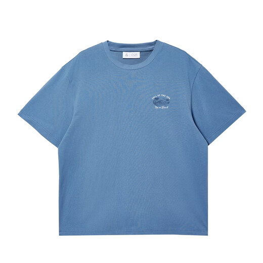 JACK&JONES Relaxed Seagull Series 26 Summer Short-Sleeved T-Shirt Men's Cotton Trendy Loose Casual Half-Sleeved Men's Clothing F40 Sunny Mountain Blue XL (185)