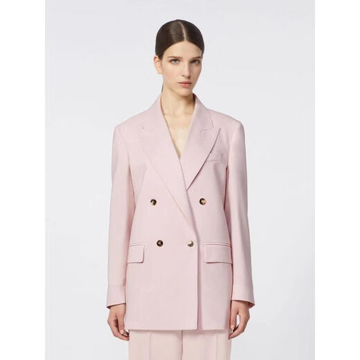 MAX MARA Women's Jacket Warm Anti-wrinkle Blended Commuting Work Jacket Simple Pink One Size |44