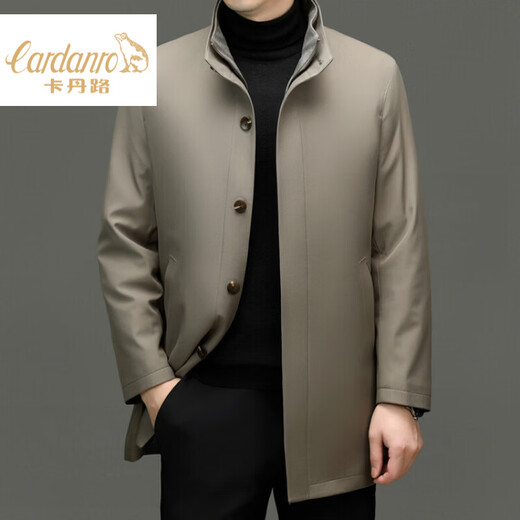 CARDANRO luxury brand high-end jacket men's 2026 autumn and winter new style young and middle-aged removable lining sheep wool windbreaker dark khaki color 3XL 190 175-185Jin Jin equals 0.5 kg