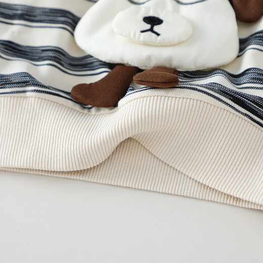 Mamie Maka (MOMOCO) children's clothing boys' T-shirt 2026 spring baby knitted striped T-shirt black and white 100