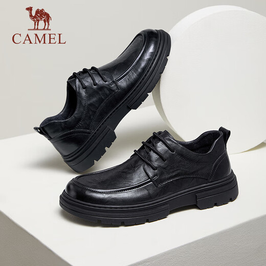 Camel (CAMEL) cowhide lace-up classic business casual derby leather shoes for men and groom G14A155634 black 44