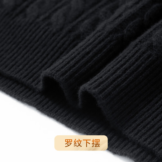 Rich 100% pure sheep wool 420G thickened warm sweater winter men's velvet thick cable-knit round neck men's wool sweater