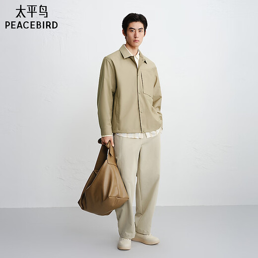 PEACEBIRD Men's Shopping Mall Same Style Executive Jacket Spring New Lapel Commuting Jacket B1BCG1602 Light Khaki 1 S
