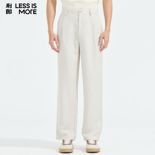 LiLang Youth Business Men's Pants, Shopping Mall Same Style Casual Pants for Men, Elastic, Easy-Care, Lightweight and Breathable Linen Pants, Apricot Gray (01) 28 (160/72A)