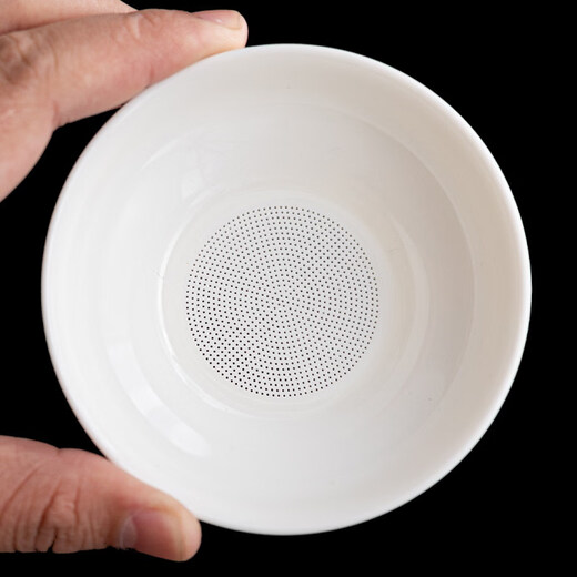 Weiyang mutton-fat jade white porcelain tea leakage tea filter household integrated tea strainer net tea set accessories tea divider male cup tea making mutton-fat jade tea leakage 1183 holes + Polygonatum odorifera base
