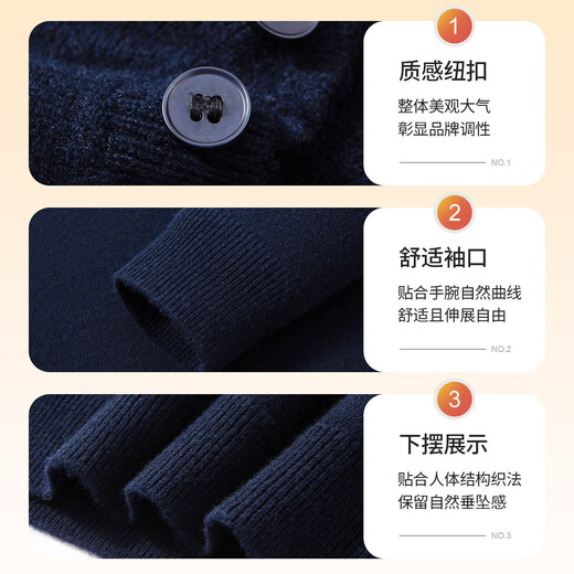 MONTAGUT 100% sheep wool & characteristic Henry collar autumn and winter elegant casual warm men's wool sweater upper green M