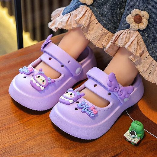 Time Season Children's Shoes Girls Children's Mary Jane Crocs Women's Cute Sweet Princess Shoes Children's Sandals Children's Slippers Women White 35-36 Sizes