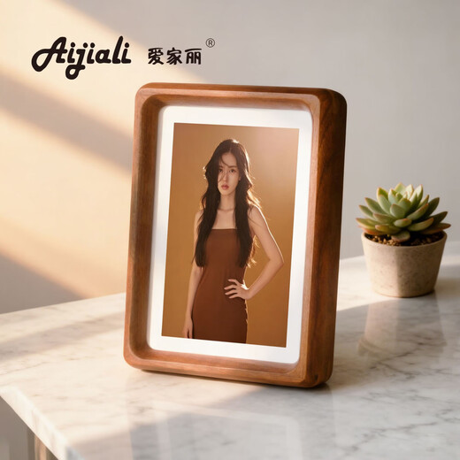 Aijiali solid wood high-end photo frame with mortise and tenon structure, retro style, dual-purpose for table and wall hanging, photo frame can be placed horizontally or vertically, walnut color (photos can be printed for free), 7 inches, inner frame 13*18cm