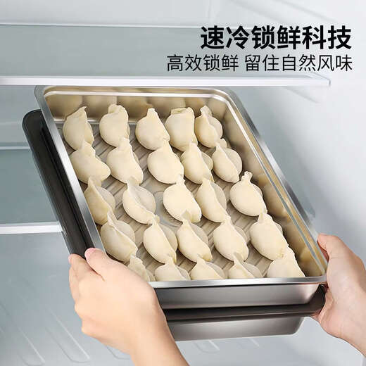 Newair 304 Stainless Steel Dumpling Freezer Box Food Grade Refrigerator Special Wonton Storage Box Quick Frozen Dumpling Preservation Box 1 Pack 304 Stainless Steel & Quick Frozen Preservation - Wonton Dumpling Box No Specifications