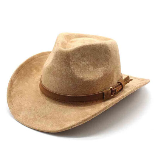 Cowboy Hat New European and American Style Woolen Hat Suede Men and Women Couple Hat Woolen Western Cowboy Hat Customized Rose Red Suede M (56-59cm)
