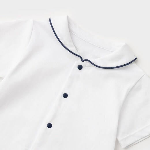 Koala Nose Blue Voyage Western Style Jumpsuit Infant Summer Navy Style Cotton Skin Friendly Romper Suit White 90cm