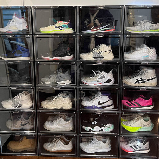 Qiyue Mang aj shoe box storage box transparent shoe storage box artifact space saving sneaker shoe cabinet shoe rack shoe wall shoe storage _double magnetic ____ anti-oxidation _package 48 size fully transparent _4 pcs