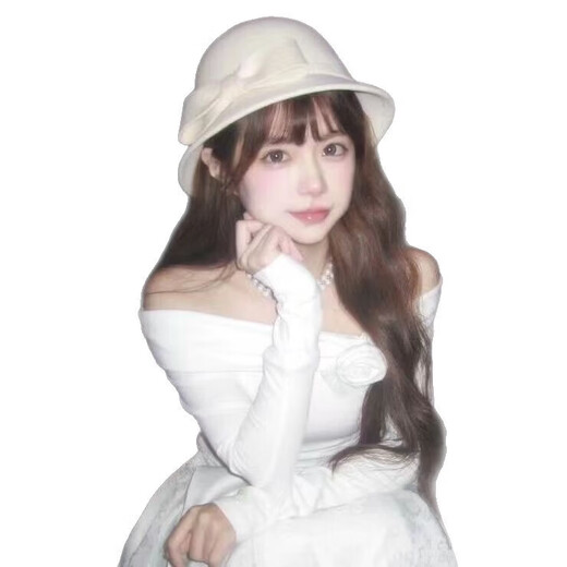 Zhizhou Hepburn style big bow top hat white thousand gold hat French British style retro hat winter atmosphere fisherman hat white gentle bow top hat suitable for 56-59 head circumference