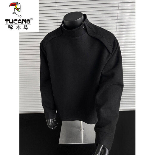 Woodpecker (TUCANO) Clean Fit Gray Spliced Stand Collar Sweatshirt Men's Spring New Men's Fashion High Street Design Thick Top Gray XL