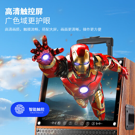 Xianfei square dance audio with display screen outdoor audio karaoke all-in-one trolley speaker mobile bluetooth home KTV audio karaoke machine large volume 29-inch touch version + dual microphones + U disk