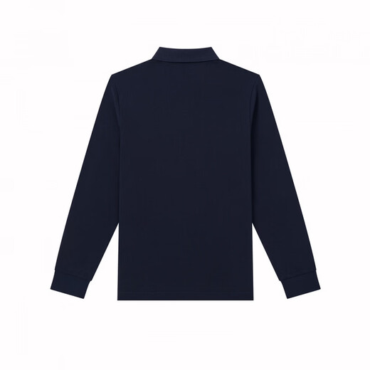 HAZZYS Men's Clothing Spring and Autumn Pure Cotton Men's Tops Commuting Lapel Long Sleeve T-Shirts for Men ABTZE0DAF01 Dark Navy Blue DN M (170/92A 46)