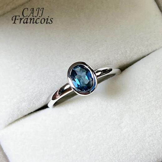 CAJJ Francois 0.80 carat topaz ring for women, natural colored gemstone, 925 silver inlaid jewelry, No. 13