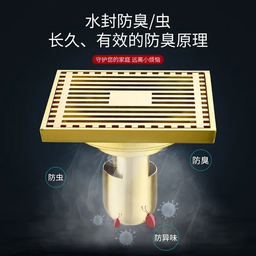 Désodorizant Golden Copper Tee-Wall Drain Épaissison Core Core Salle de bain Douche à laver Machine à laver humide Dry Zone Copper Gold 6623T Core Washing Machine