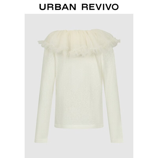 UR2026 spring new children's clothing girls urban elegant simple lace gauze collar T-shirt UGU460005 nude apricot 110