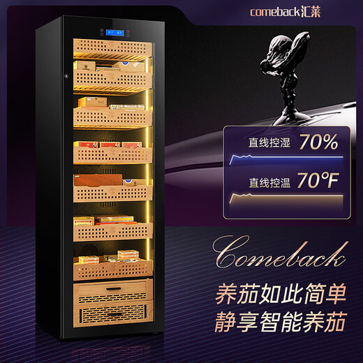 Huilai COMEBACK H-450X cigar cabinet smart horizontal line solid wood constant temperature and humidity cigar cabinet cigar special humidifier H-450 rose gold