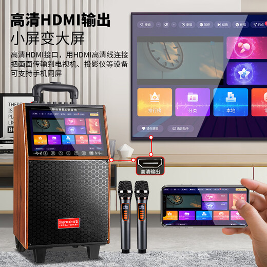 Xianfei square dance audio with display screen home square dance karaoke set karaoke machine wireless microphone pull rod home Bluetooth singing outdoor speaker Bluetooth version without microphone