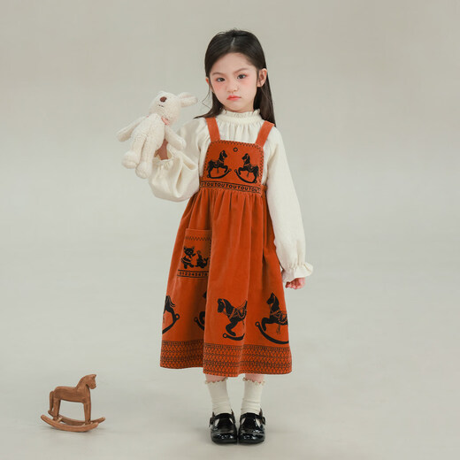 UTOUTO Big Ear Elephant Girls Fungus Lace Solid Color Shirt 2026 Spring New Style Baoer Casual Versatile Long Sleeve Top Oatmeal Apricot Spot 90