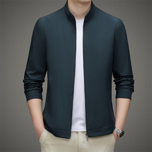 Rofagy International Brand Men's Jacket 2026 Spring and Autumn New Stand Collar Solid Color Business Casual Jacket for Young and Middle-aged People High-end Burgundy M (170) Suitable for 110-130Jin Jin equals 0.5 kg