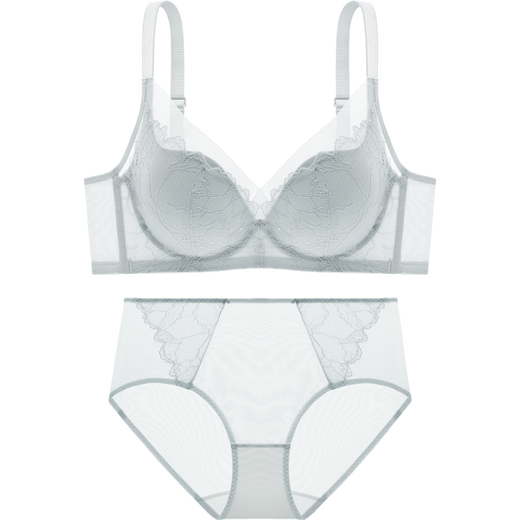 Odifen underwear women's light and thin show small hole cup breathable soft steel ring seamless bra set XB4206